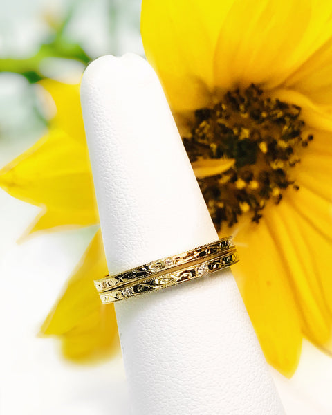 14k Yellow Gold and Genuine Diamond Stackable Band with Engraving