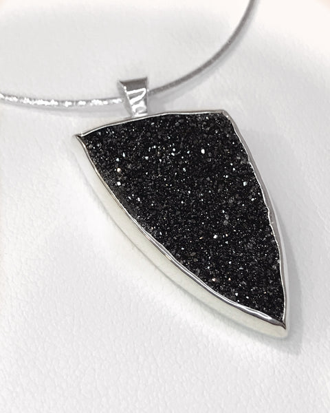 Druzy Black Sterling Silver Necklace