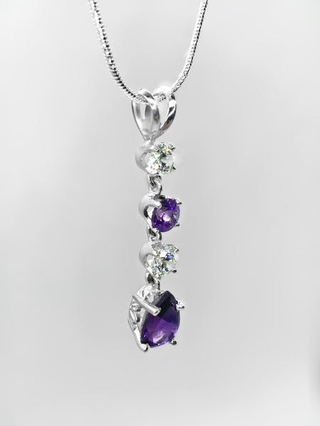 Amethyst & CZ Sterling Silver Necklace