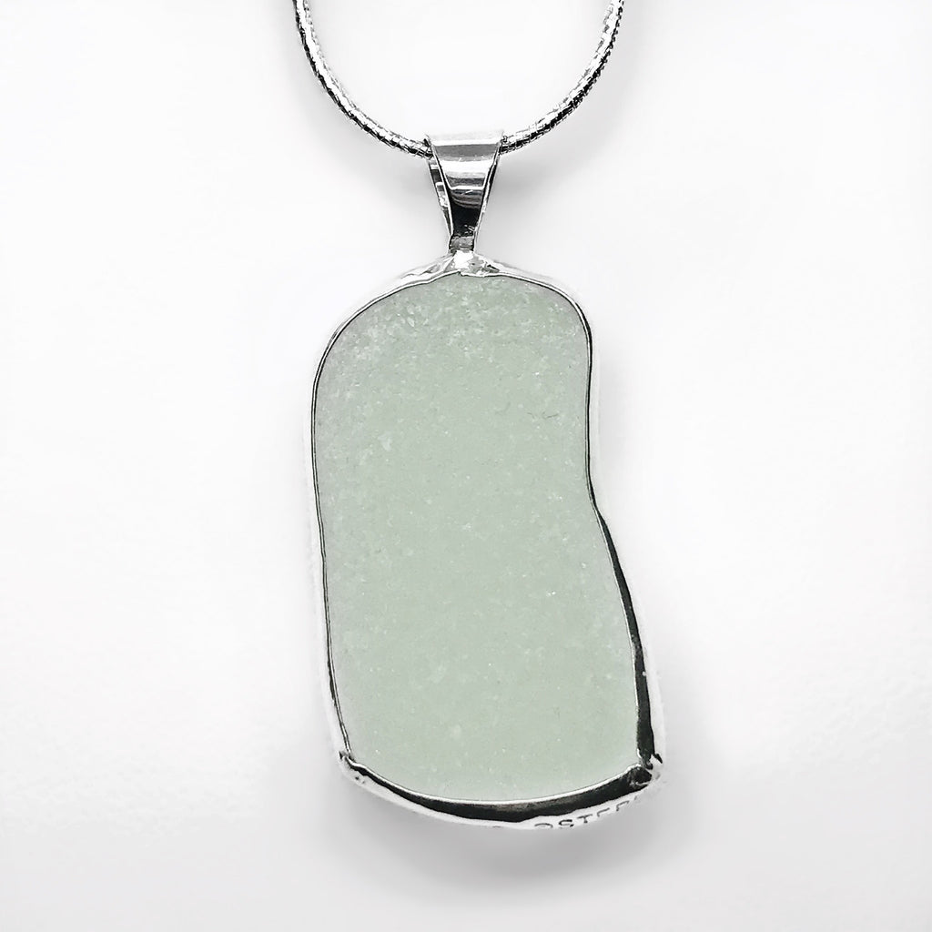 Beach Glass White Sterling Silver Necklace