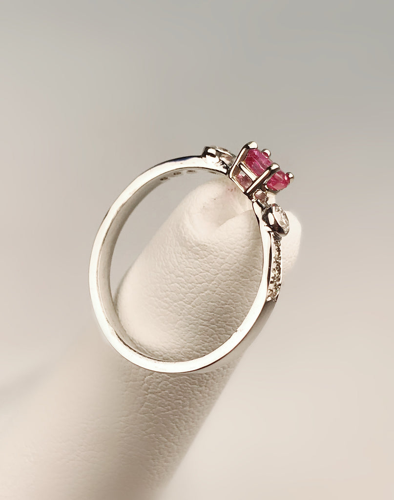 Buy GOWE 1 Carat ct Plum Flower Shaped Engagement & Wedding Lab Grown  Moissanite Diamond Ring Genuine 14K 585 White Gold at Amazon.in