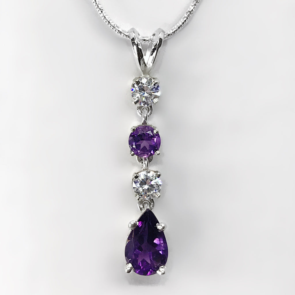 Amethyst & CZ Sterling Silver Necklace