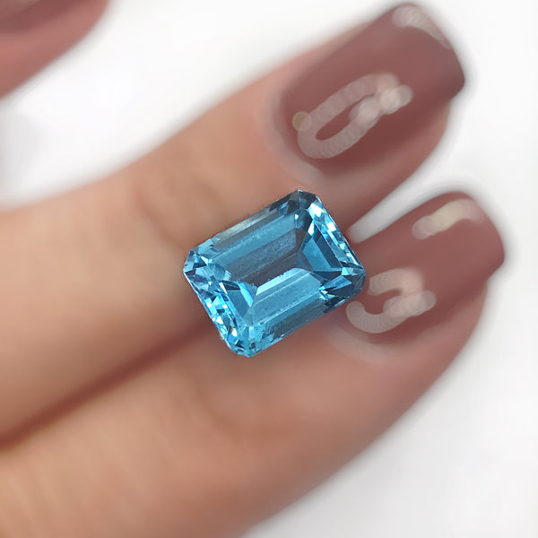 Gemstone Genuine Swiss Blue Topaz Emerald Cut loose