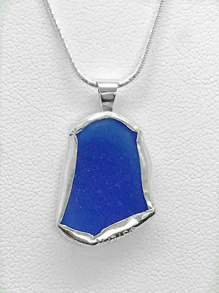 Beach Glass Cobalt Blue Sterling Silver Necklace