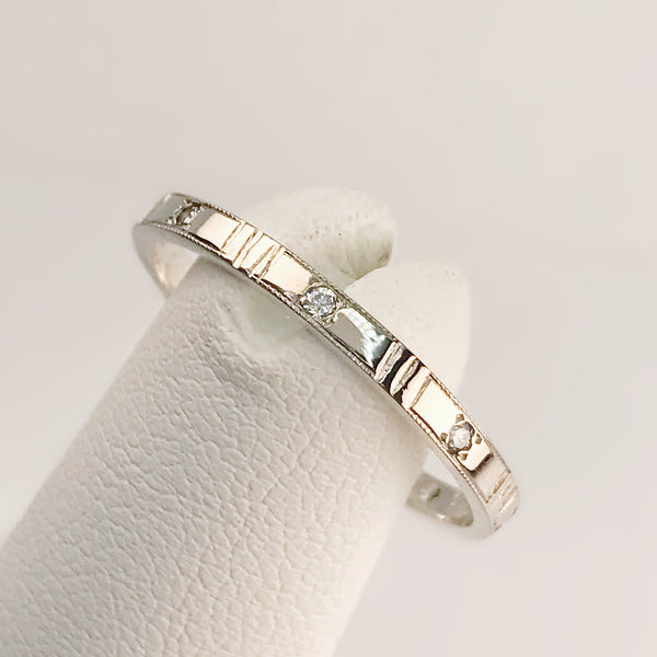 14k White Gold and Laboratory Grown Diamond Stackable Band