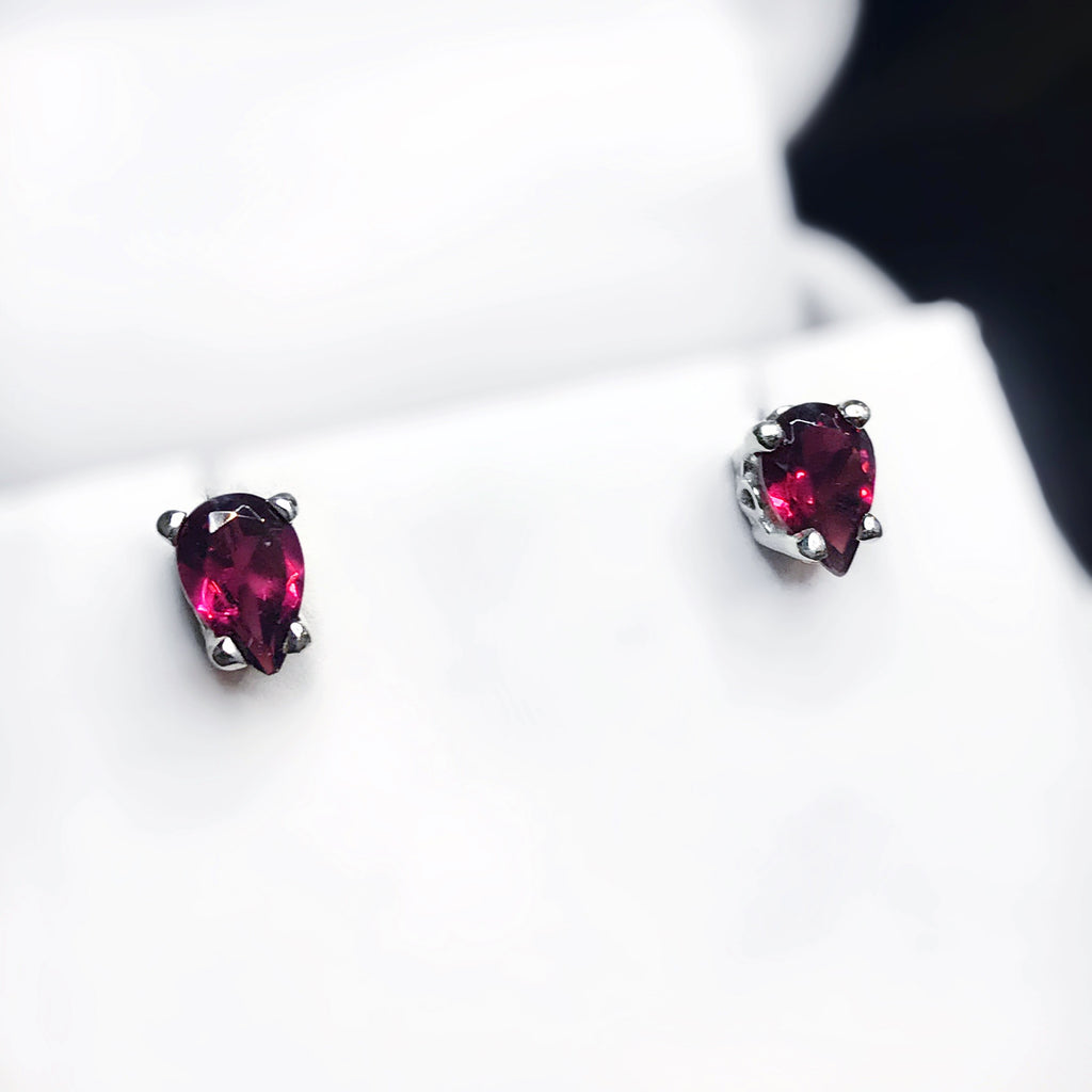 Garnet Sterling Silver Stud Earrings