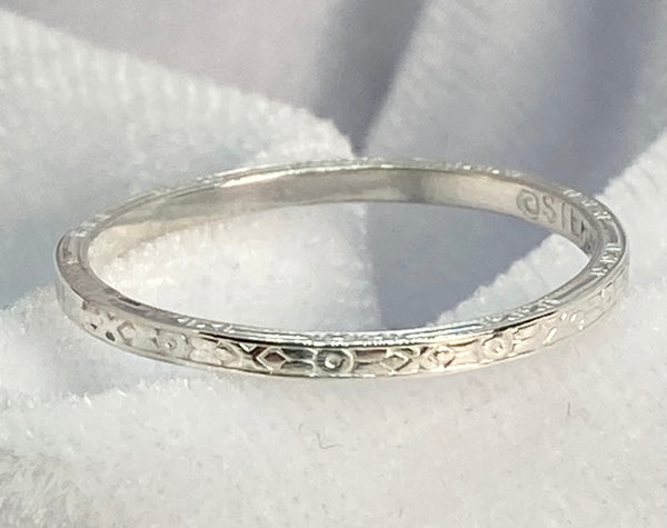 Band- Engraved on 3 Sides Sterling Silver Ring Stackable